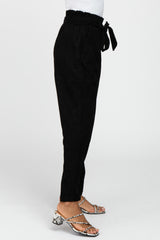 Black Paperbag Waist Cropped Pants