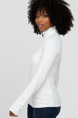 Ivory Ribbed Knit Turtleneck Top