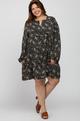 Black Floral Tiered Plus Maternity Dress