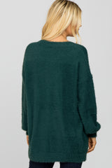 Teal Fuzzy V-Neck Sweater