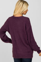 Purple Fuzzy V-Neck Sweater