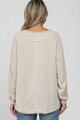 Beige Long Sleeve Button Front Maternity Top