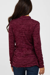 Burgundy Soft Heathered Draped Wrap Nursing Top