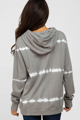 Light Olive Striped Tie Dye Maternity Hoodie