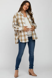 Yellow Plaid Maternity Flannel Top