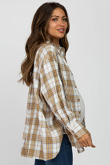 Yellow Plaid Maternity Flannel Top