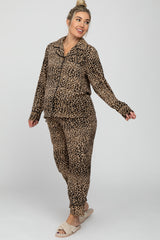 Taupe Leopard Print Maternity Pajama Set