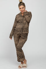 Taupe Leopard Print Maternity Pajama Set