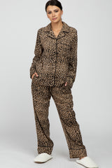 Taupe Leopard Print Maternity Pajama Set