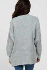 Heather Grey Brushed Button Front Cardigan