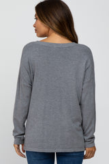 Grey V-Neck Knit Maternity Top