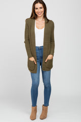 Olive Fuzzy Knit Cardigan