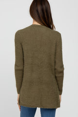 Olive Fuzzy Knit Cardigan