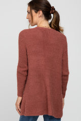 Mauve Fuzzy Knit Cardigan