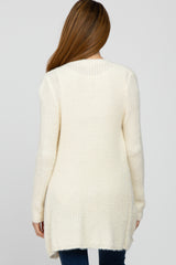 Ivory Fuzzy Knit Maternity Cardigan