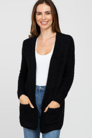 Black Fuzzy Knit Cardigan