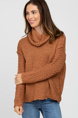 Rust Popcorn Knit Cowl Neck Maternity Sweater