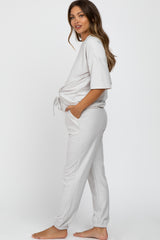 Beige Jogger Maternity Lounge Set