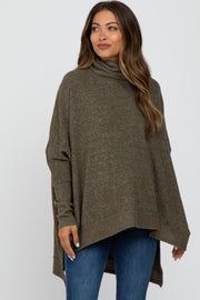 Olive Brushed Cowl Neck Poncho Maternity Sweater