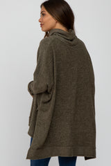 Olive Brushed Cowl Neck Poncho Maternity Sweater