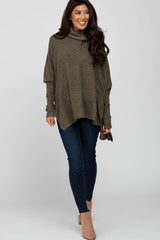 Olive Brushed Cowl Neck Poncho Maternity Sweater