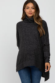 Black Brushed Cowl Neck Poncho Maternity Sweater