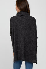 Black Brushed Cowl Neck Poncho Sweater