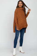 Camel Brushed Cowl Neck Poncho Maternity Sweater