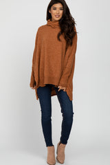 Camel Brushed Cowl Neck Poncho Maternity Sweater