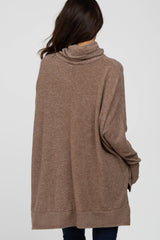 Mocha Brushed Cowl Neck Poncho Sweater