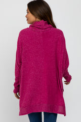 Magenta Brushed Cowl Neck Poncho Maternity Sweater