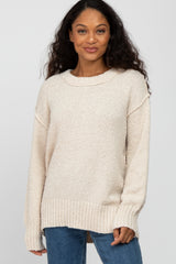 Ivory Textured Knit Exposed Seam Maternity Sweater