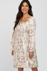 Taupe Paisley Smocked Dress