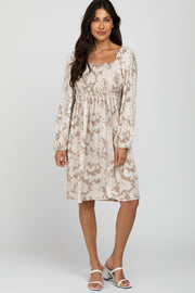 Taupe Paisley Smocked Dress