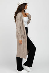 Taupe Long Chunky Knit Cardigan