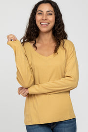 Yellow Waffle Knit Drop Shoulder Top