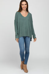 Light Olive V-Neck Sweater