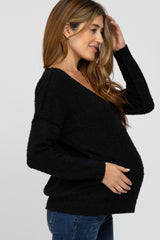 Black V-Neck Maternity Sweater