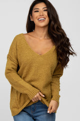 Mustard V-Neck Maternity Sweater