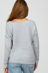 Grey V-Neck Maternity Sweater