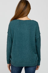 Teal V-Neck Maternity Sweater