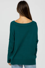 Dark Teal Exposed Seam Side Slit Maternity Sweater