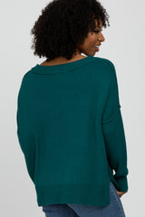 Dark Teal Exposed Seam Side Slit Sweater