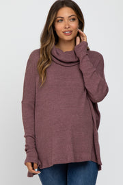 Violet Waffle Knit Cowl Neck Maternity Top