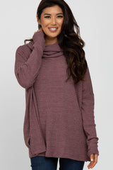 Violet Waffle Knit Cowl Neck Top