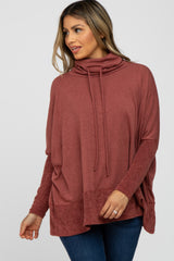 Burgundy Cowl Neck Contrast Dolman Sleeve Top