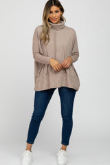 Mocha Cowl Neck Contrast Dolman Sleeve Top