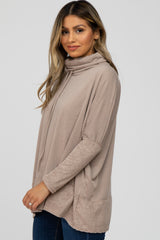 Mocha Cowl Neck Contrast Dolman Sleeve Top