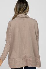 Mocha Cowl Neck Contrast Dolman Sleeve Top