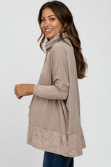 Mocha Cowl Neck Contrast Maternity Dolman Sleeve Top